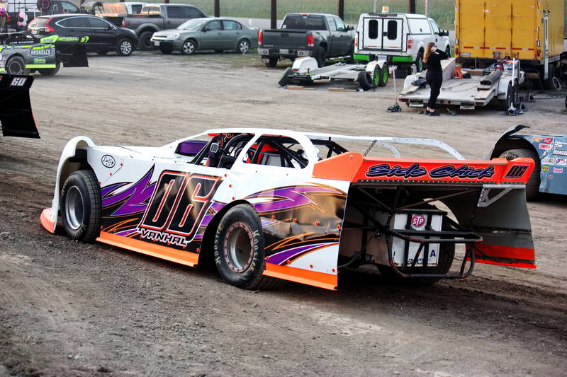 Van Hal Racing late model in the chute waiting to go on track